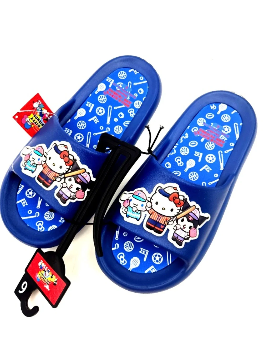 Girls Sandals Shoes Size 6 Hello Kitty Slides Blue Slip on Summer Footwear